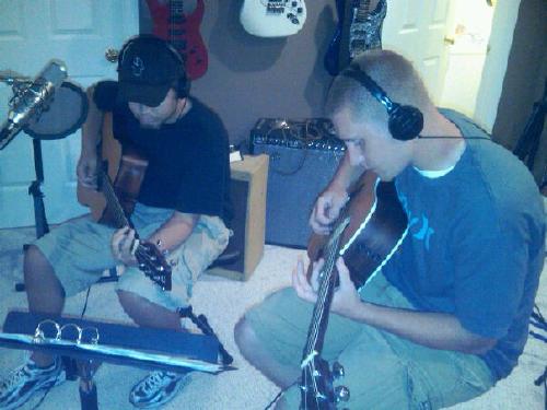 Tyler and Mike (from dismantle.Repair Band) recording "Keep the Faith"