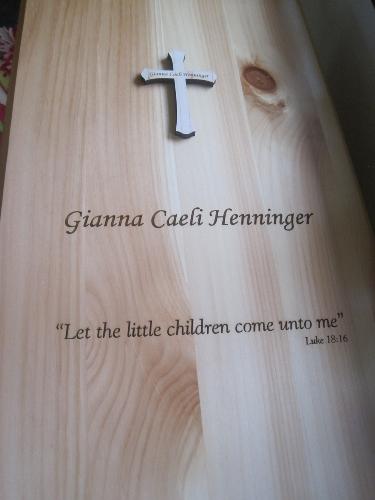 Gianna's casket made by the monks of New Melleray Abbey