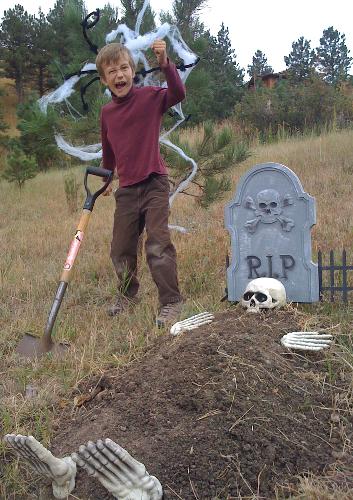 Halloween 2010-I found a grave digger by the name of Klaus in our front yard one morning!