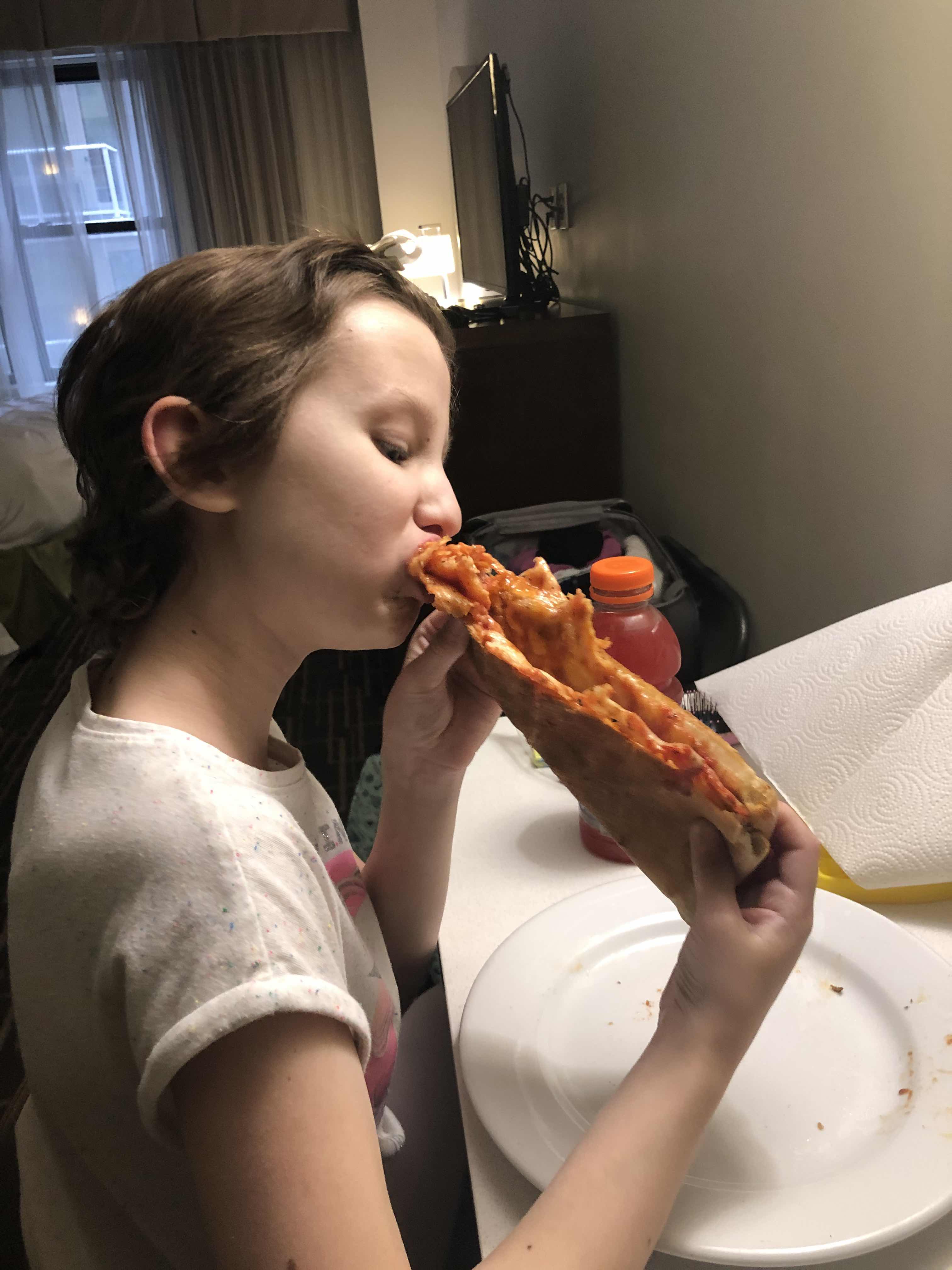 Eating pizza like a true New Yorker!