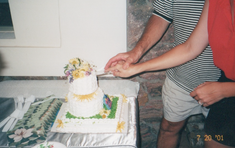 The combination Wedding/Birthday cake--Tucson, July 2001