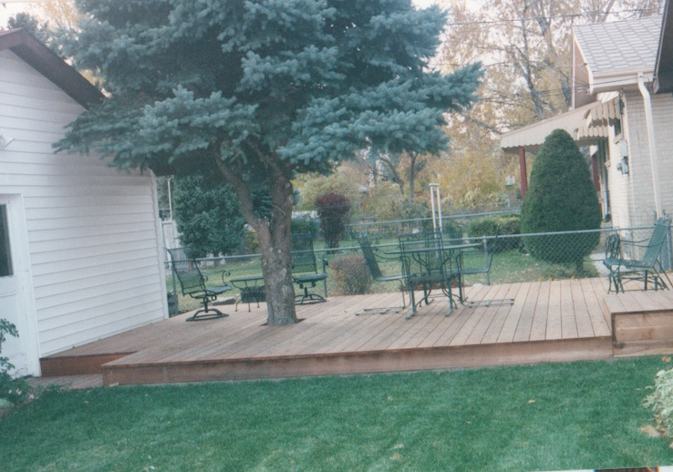 September 2001--we added a deck between the house and the garage