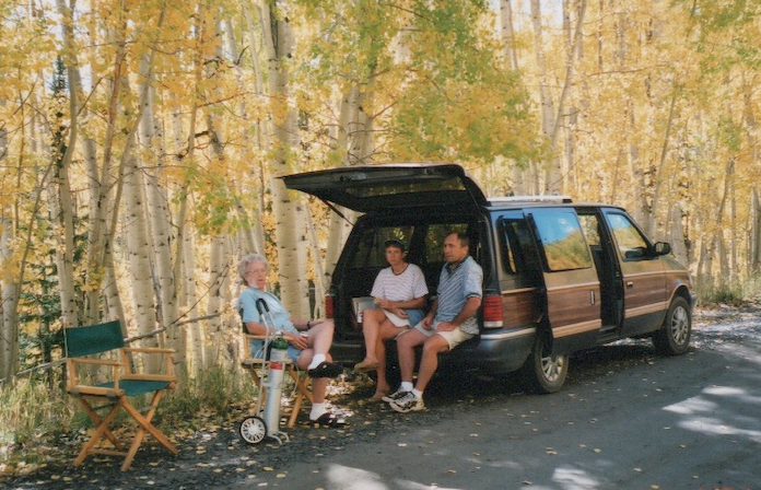 North of Clark, September 2001--"tailgating" with Deak & Juanita while we enjoyed the fall colors in the mountains