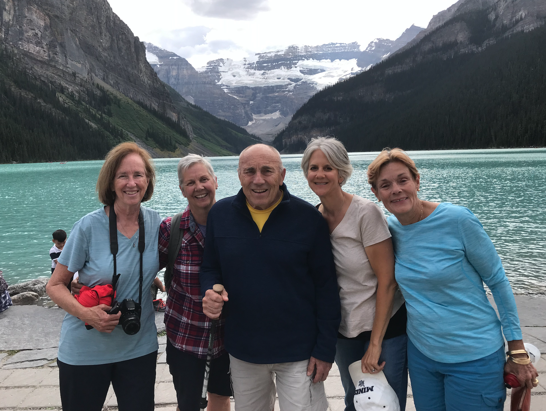 Lea Anne, Gretchen, John, Beth, Judy at Lake Louise, August 2019