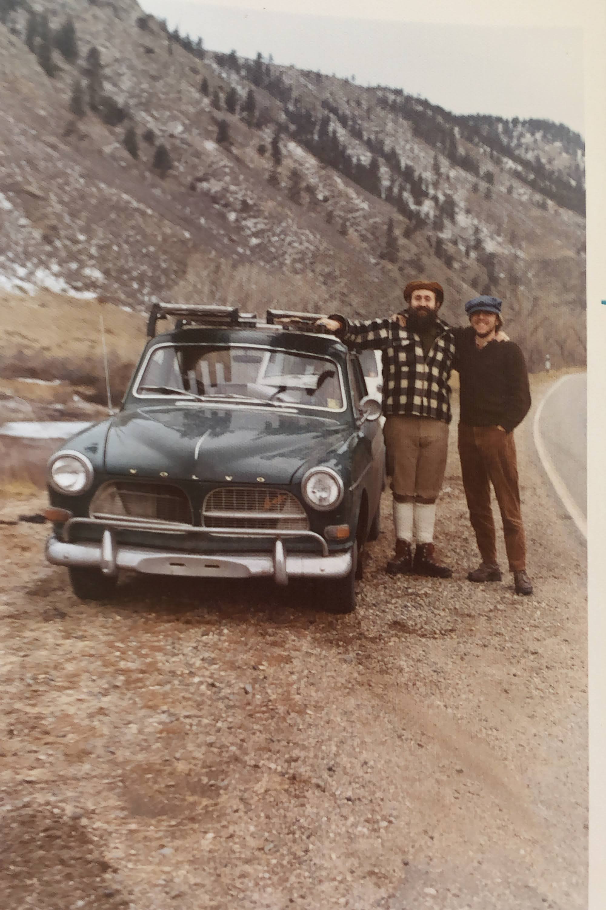 Ned & John, when Ned's Volvo turned 100,000 miles going over Cameron Pass, December 1972