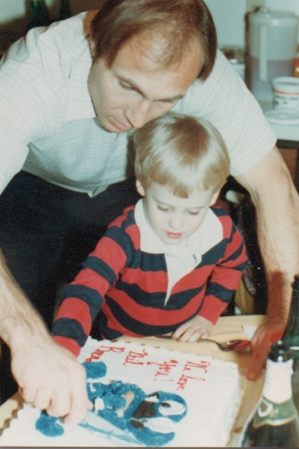 John & Neil, celebrating Neil's adoption/name-change--February 1980