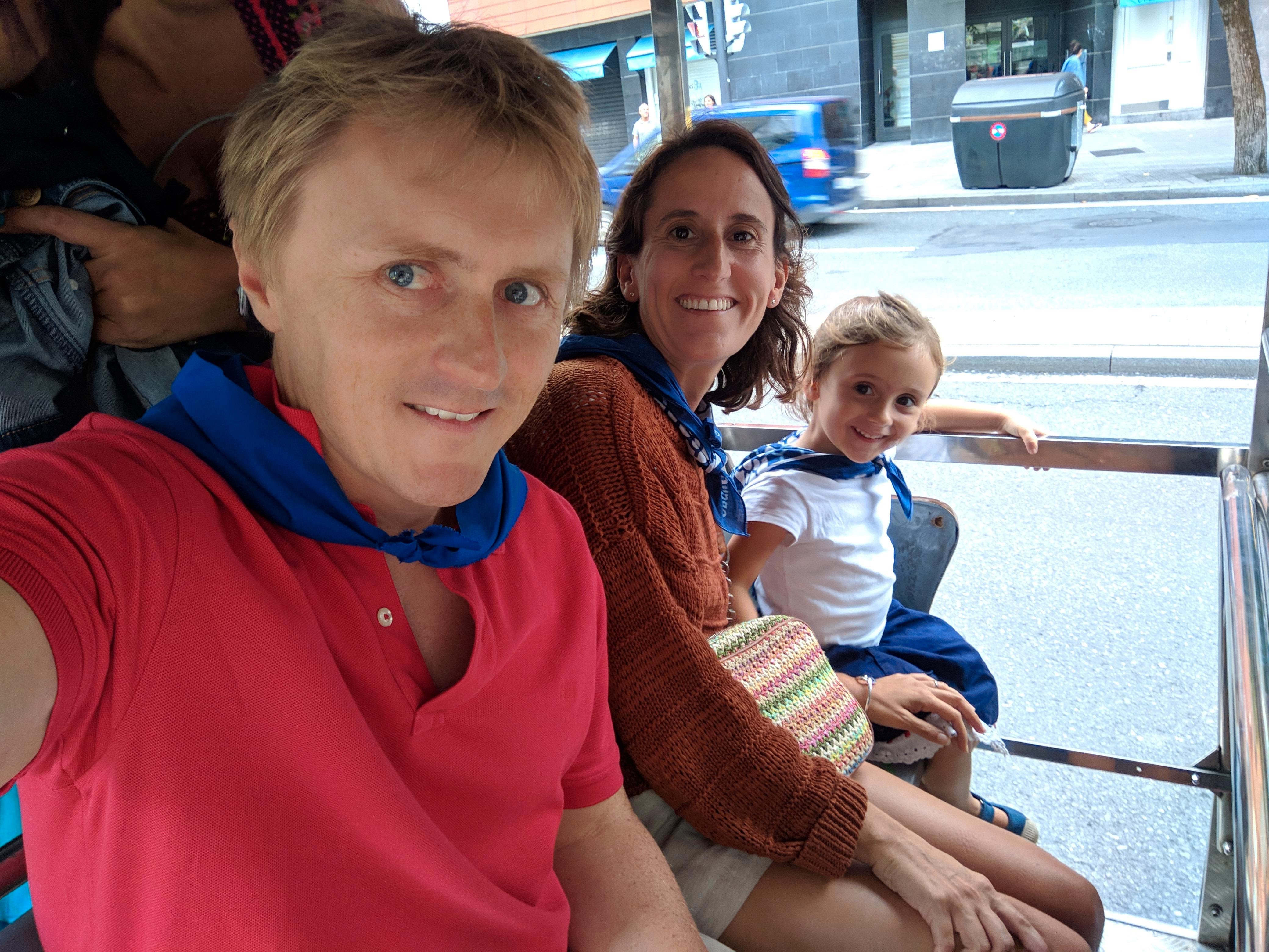 Ian, Irantzu & Libe (John's son, daughter-in-law & granddaughter), who live in Bilbao, Spain, 
August 2019