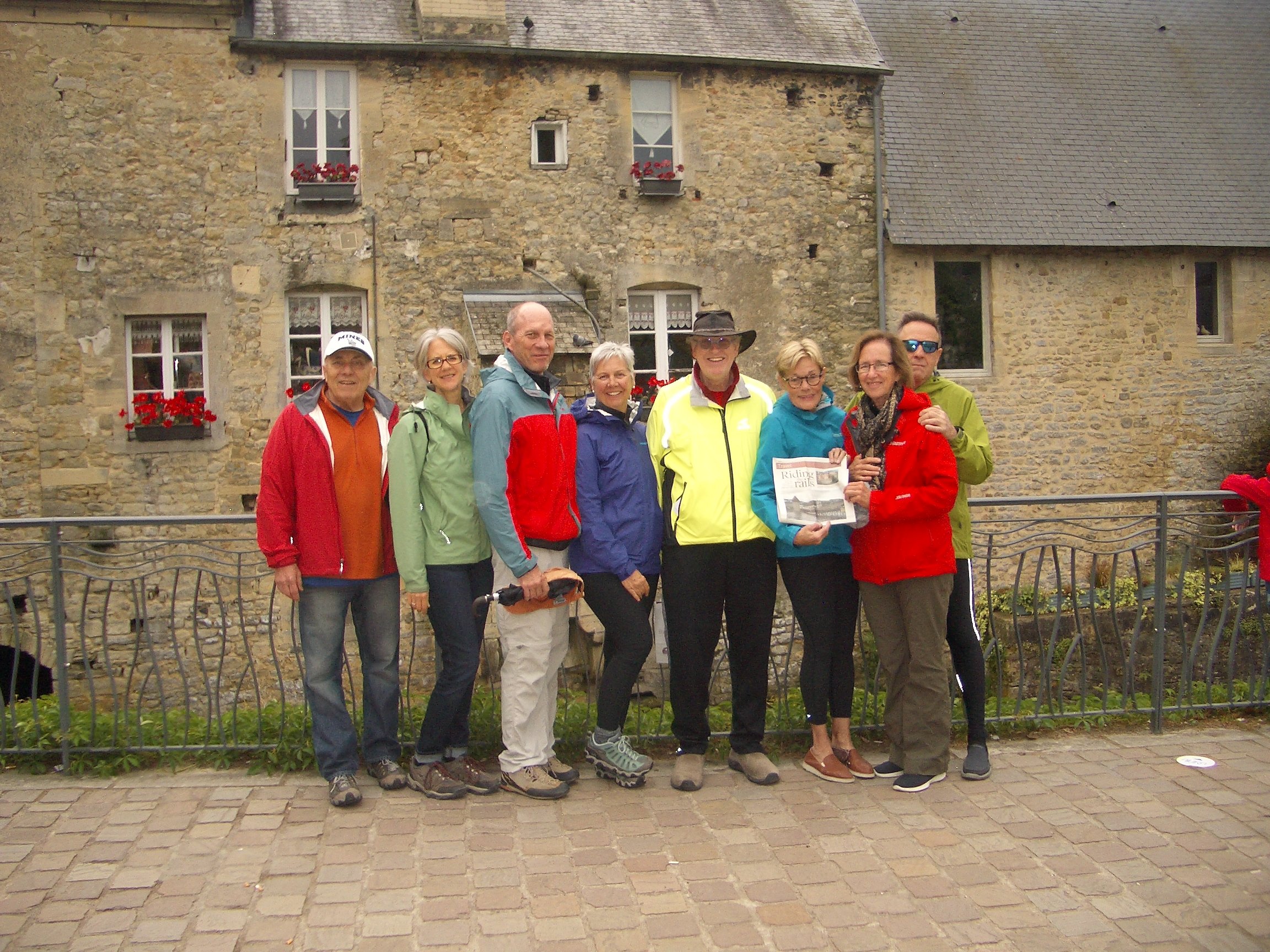 May 2018--John, Beth, Joe, Gretchen, Alan, Judy, Lea Anne & Greg in Bayeux, Normandy, France