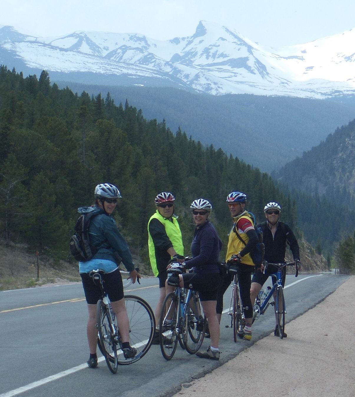 Road biking on Peak to Peak Highway--Lea Anne, John, Gretchen, Joe & Greg, June 2011