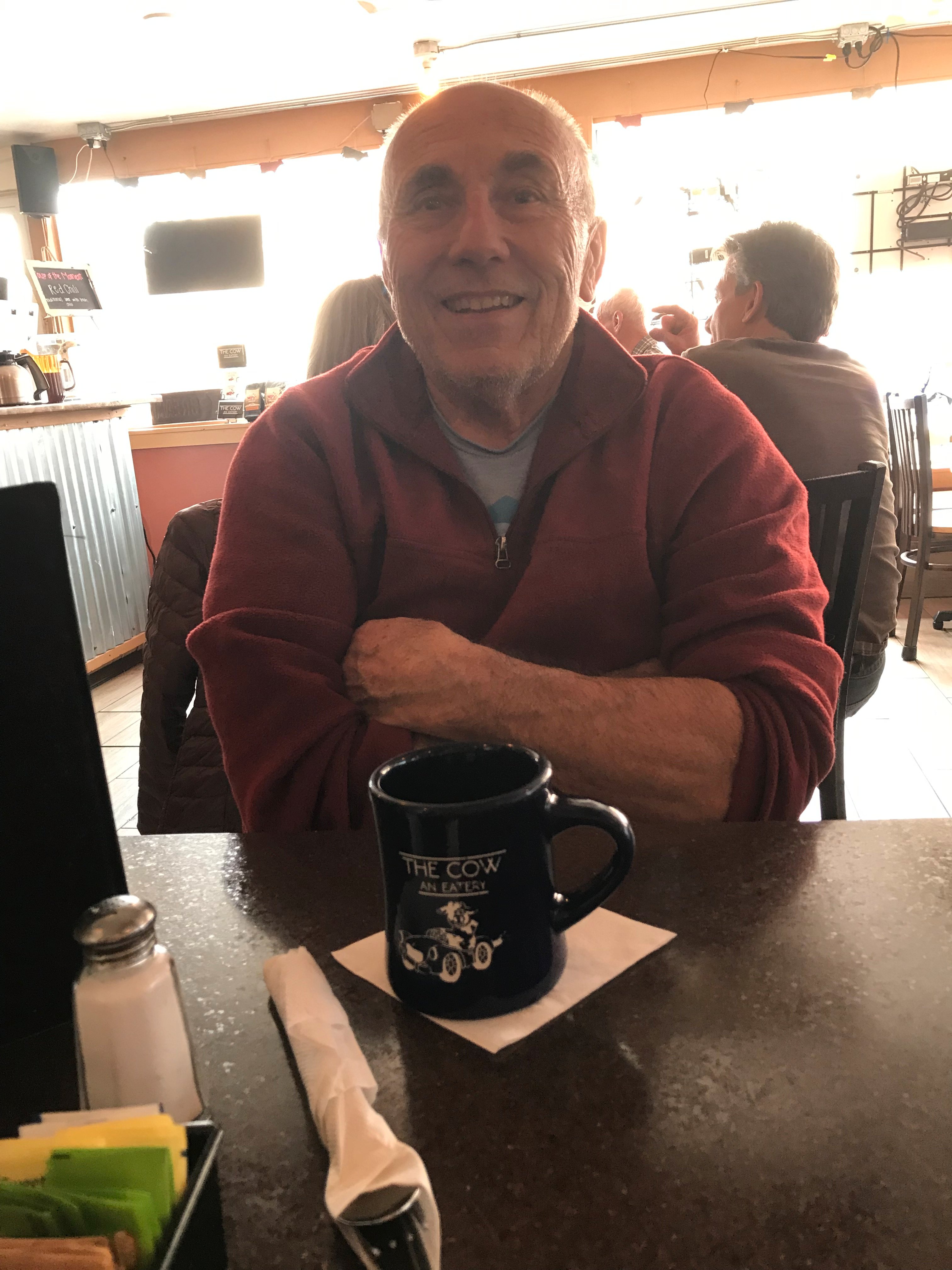 At The Cow in Morrison, after a hike., April 2019
