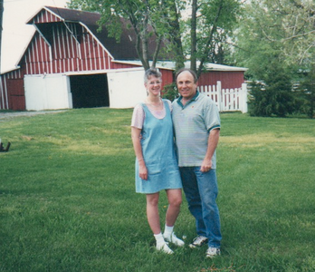 McLouth, April 2001--on the farm in front of Hubert's barn