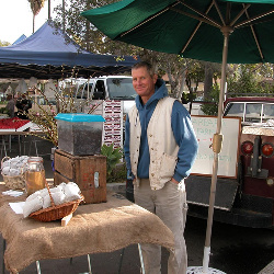 Santa Barbara Farmer's Market, selling worm castings.