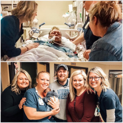 #fbf to the last time we were all pictured together, seconds after Libby asked Andrew to open his eyes. Today we stopped by the ICU to visit a couple of the amazing nurses who have become like family to us, and we got to take this incredible ‘after’ picture.