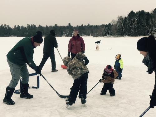 Playing with his grandkids and enjoying hockey together!