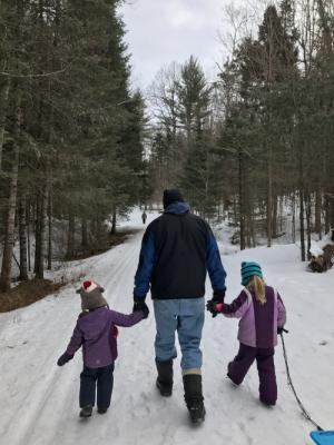 Fun in the snow together with grand daughters Clara and Sierra!