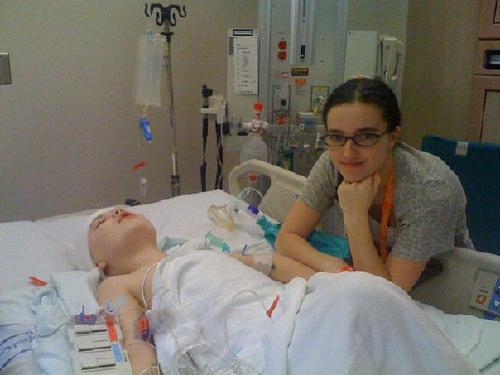 In the PICU after his last brain surgery 1/14/10