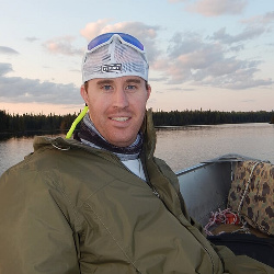 Patrick enjoying a day of fishing in northern Ontario. You can see it was a little chilly but he dressed for it. 