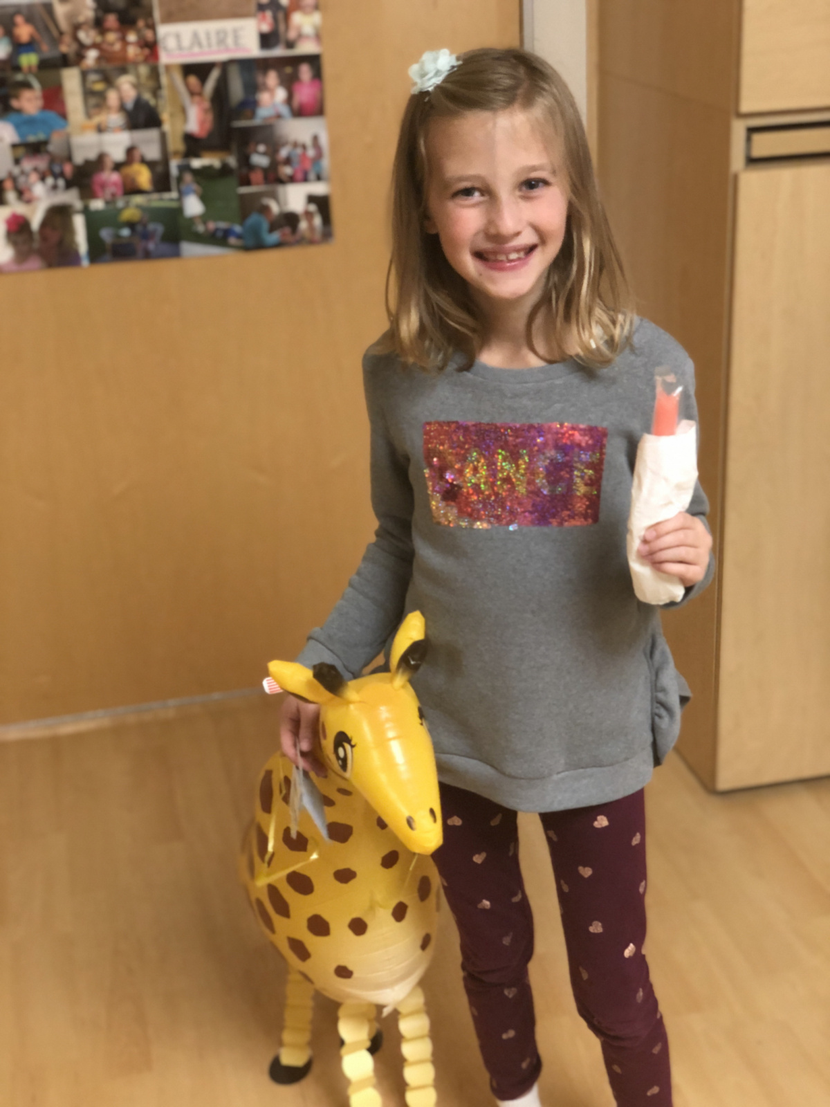 So excited to see this awesome giraffe balloon from her school EPES!