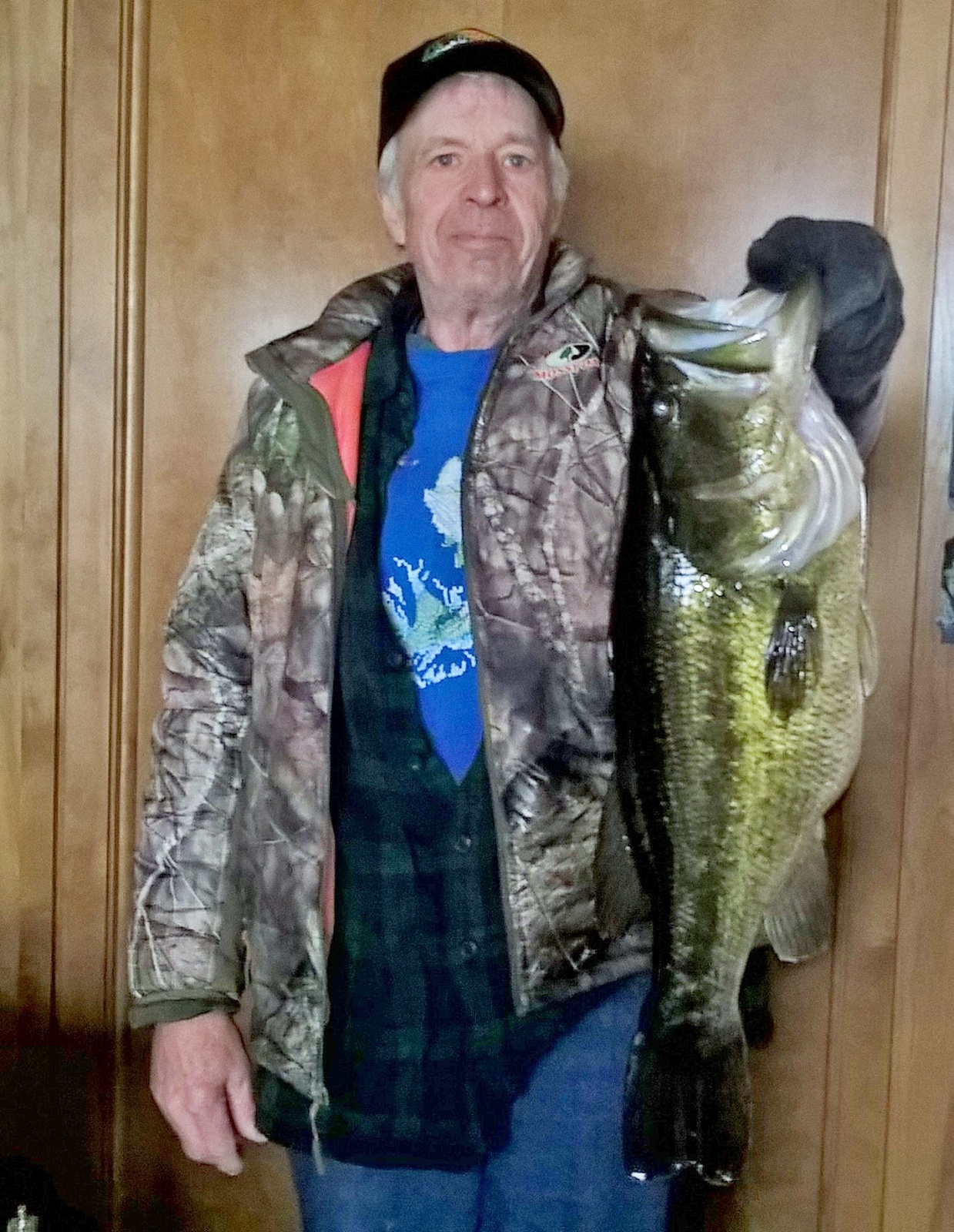 He caught this the morning of the opener in Wisconsin, the biggest bass he has ever hauled int.