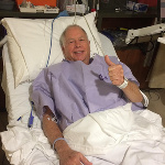 In good spirits and awaiting surgery! We are so inspired by his positivity! 