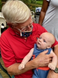 Pop Pop meeting his great nephew Tyler ( Aunt Jo and Uncle Lee's 1st grandbaby)