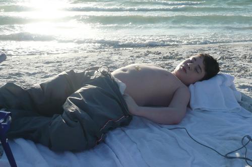 Matthew laying out on St Petersburg Beach on Spring Break 3/17/09