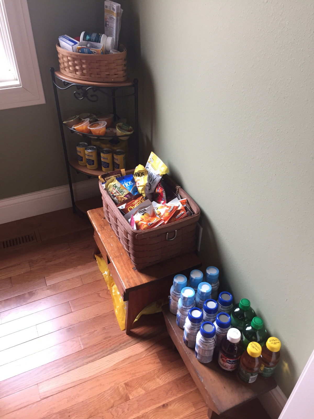 My pantry is small but both sides are lined with snacks  from Gayle "just in case". 