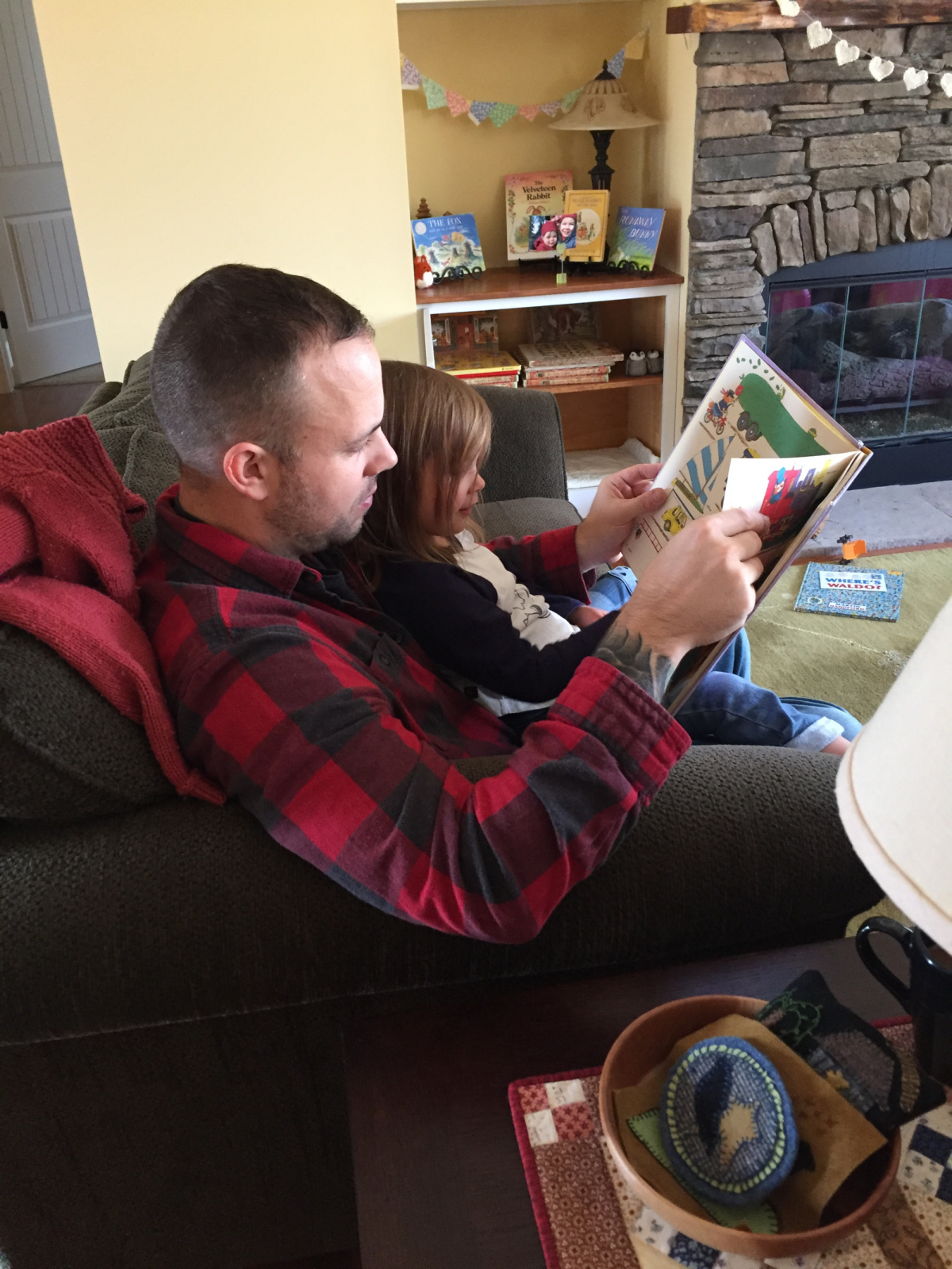 Reading with Uncle Pete.