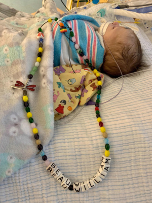 All of Beau’s “Beads of Courage” he’s earned since he got here 