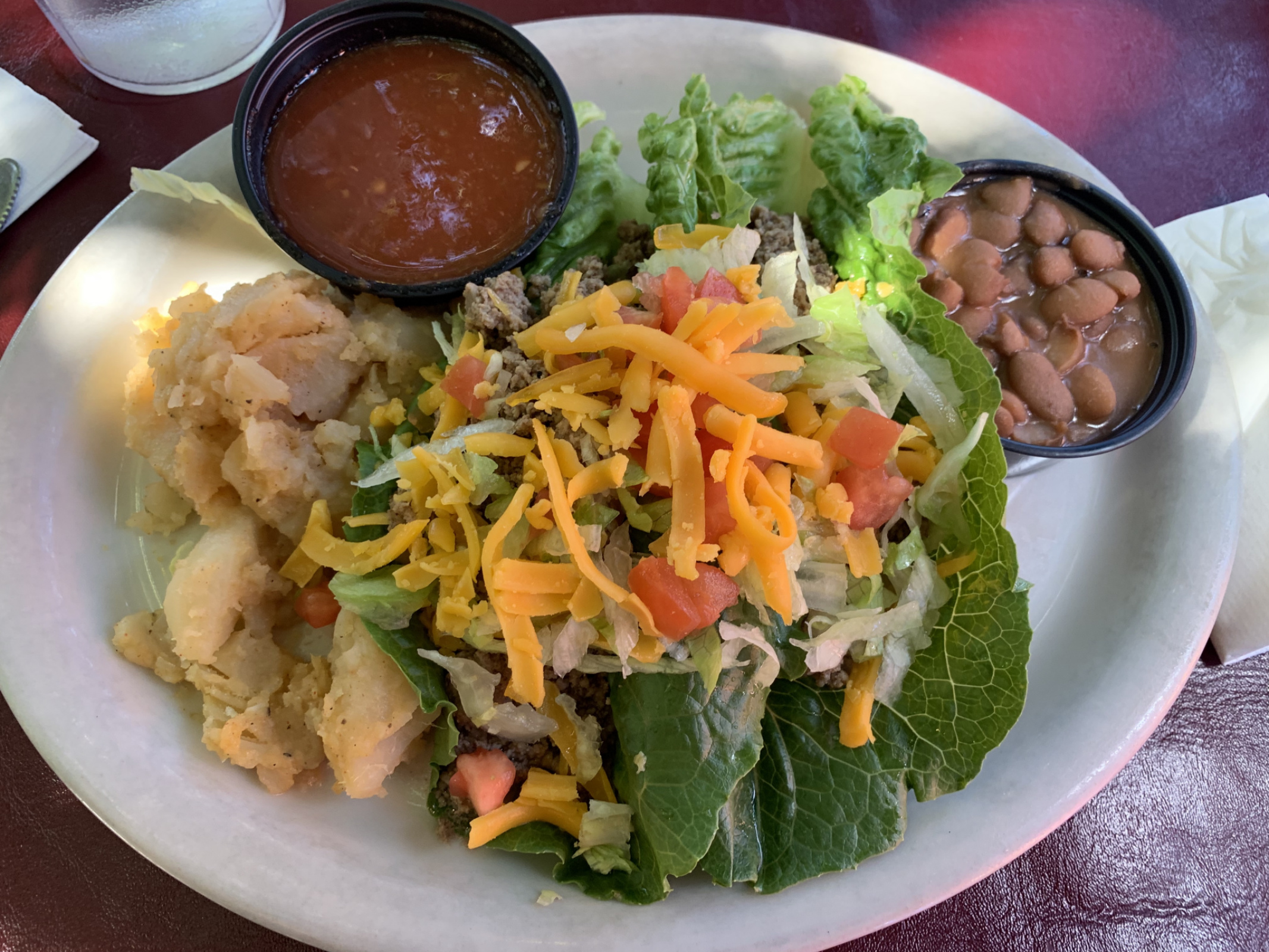 Lettuce wrapped tacos from El Patio in Albuquerque!  Mom and I had a fantastic lunch.  (El Patio De Albuquerque
142 Harvard Dr SE). 