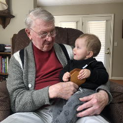 Graeme visits with great-grandpa