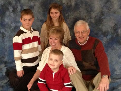 Grandma &amp; Grandpa LaDage and kids at Christmas.
