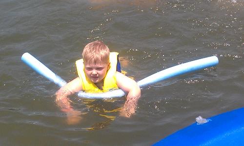 Carson got to swim this year! And he loved it!!!