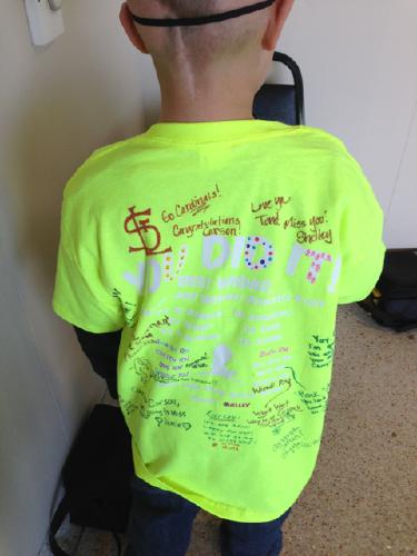 The shirt...signed by Peoria clinic staff.