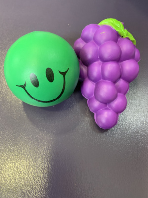 Stress ball and stress grapes for Rae.   I want my grapes in a glass!