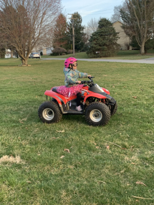 Harper excited to show me how well she drives her 4 wheeler 