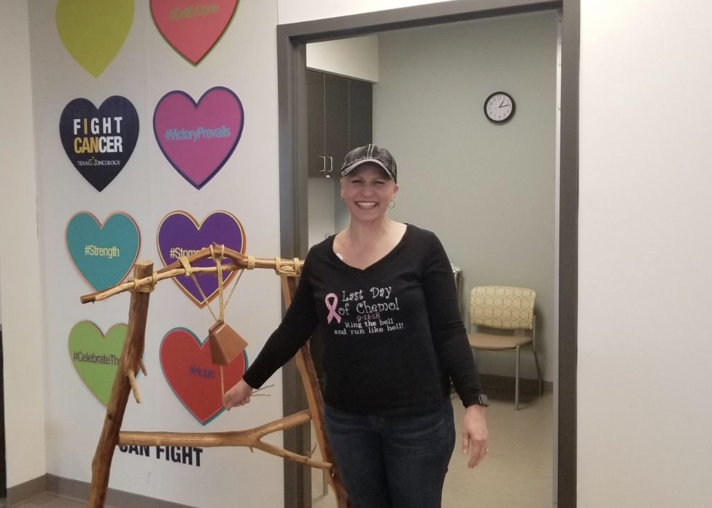 Ringing the bell on my last day of chemo!