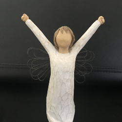 Day 100 post transplant!   Jackie gave me this little angel when I was admitted in February 2019.  I kept her on my nightstand and I would say every day “My victory is coming,”, and it did shortly there after.!!!

God is good, all the time.  
James 5:15
And the prayer offered in faith will make the sick person well, the Lord will raise him up and if he has committed sins he will be forgiven. 
