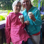 Cat and Amy in Maui 2018, with Haleakala creamy shave ice.