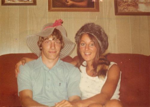 Bob Naething and Chris Ormesher, summer 1973, heading into our senoir year, at her home in Mansfield, Ohio.