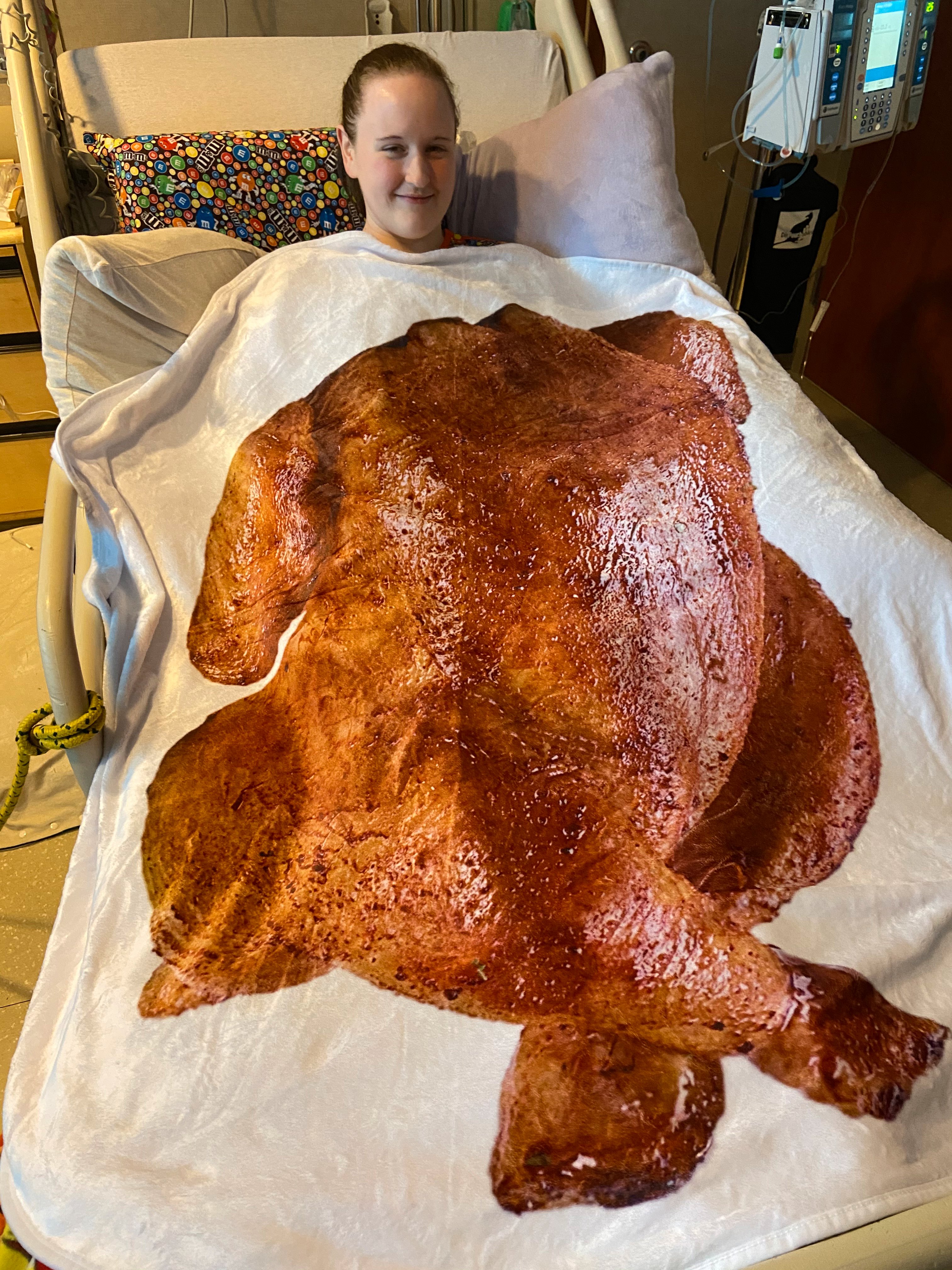 My blanket with the roasted chicken-turkey on it :)