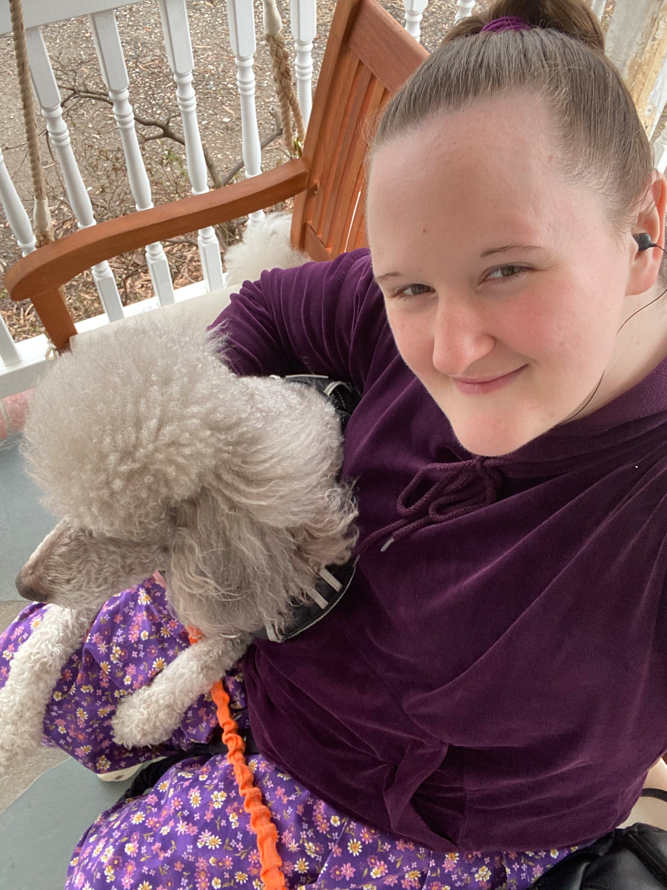 Enjoying some snuggles on the porch swing in the nice weather Thursday 💙💜