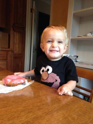 Cooper enjoying a donut earlier this week