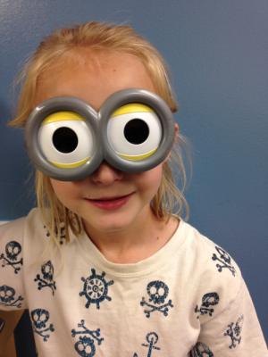 Campbell loved wearing the new Minion goggles!  