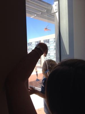 Cooper LOVES when we get to see a helicopter out our window. 