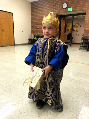 Cooper as the "gold wiseman" for his Nativity play