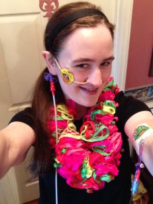 A selfie...sporting my neon scarf I crocheted on Saturday