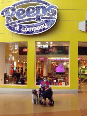 Ezra and me in front of the Peeps & Company store in the Mall Of America