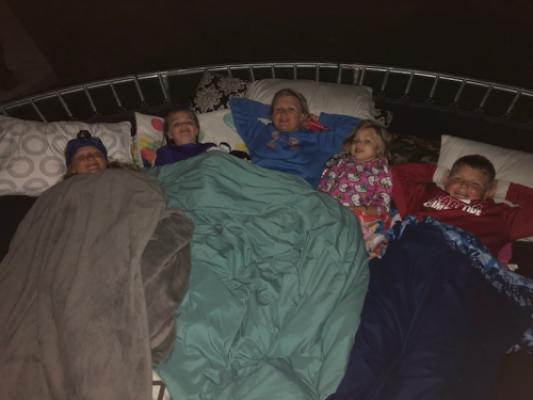 Cousins and Charity sleeping on the trampoline at the Wyatts! 6-21-18
