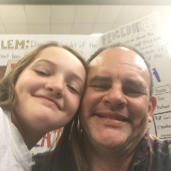 Sophie and Daddy at school science fair.
